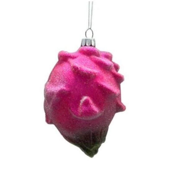 Ashland Other - Dragon Fruit Glass Ornament With Glitter Accents & Hanging Loop - Unique Holiday
